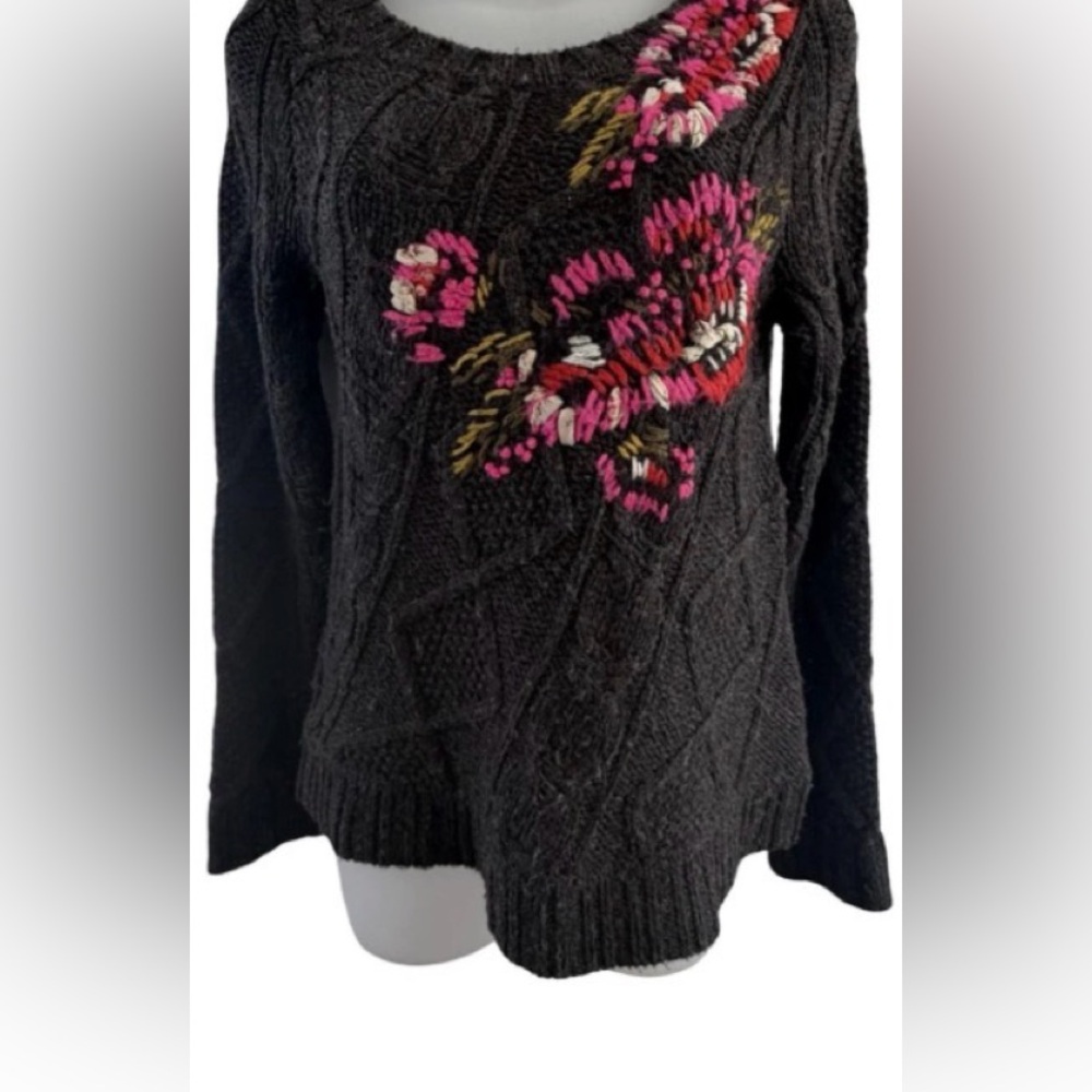 Anthropologie Leifnotes Abstract Garden wool blend sweater  Size Small